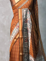 Light brown silk cotton saree -PBR20A