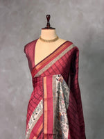 Dark mauve pink silk cotton saree -PBR20C