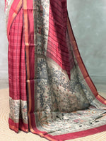 Dark mauve pink silk cotton saree -PBR20C