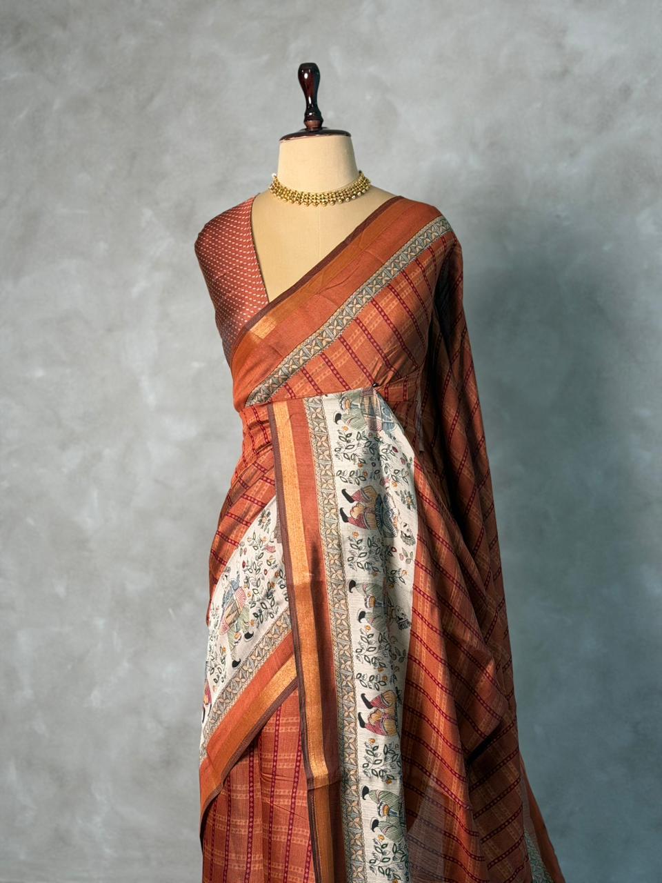 Brown silk cotton saree -PBR20D