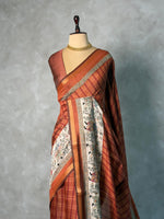 Brown silk cotton saree -PBR20D