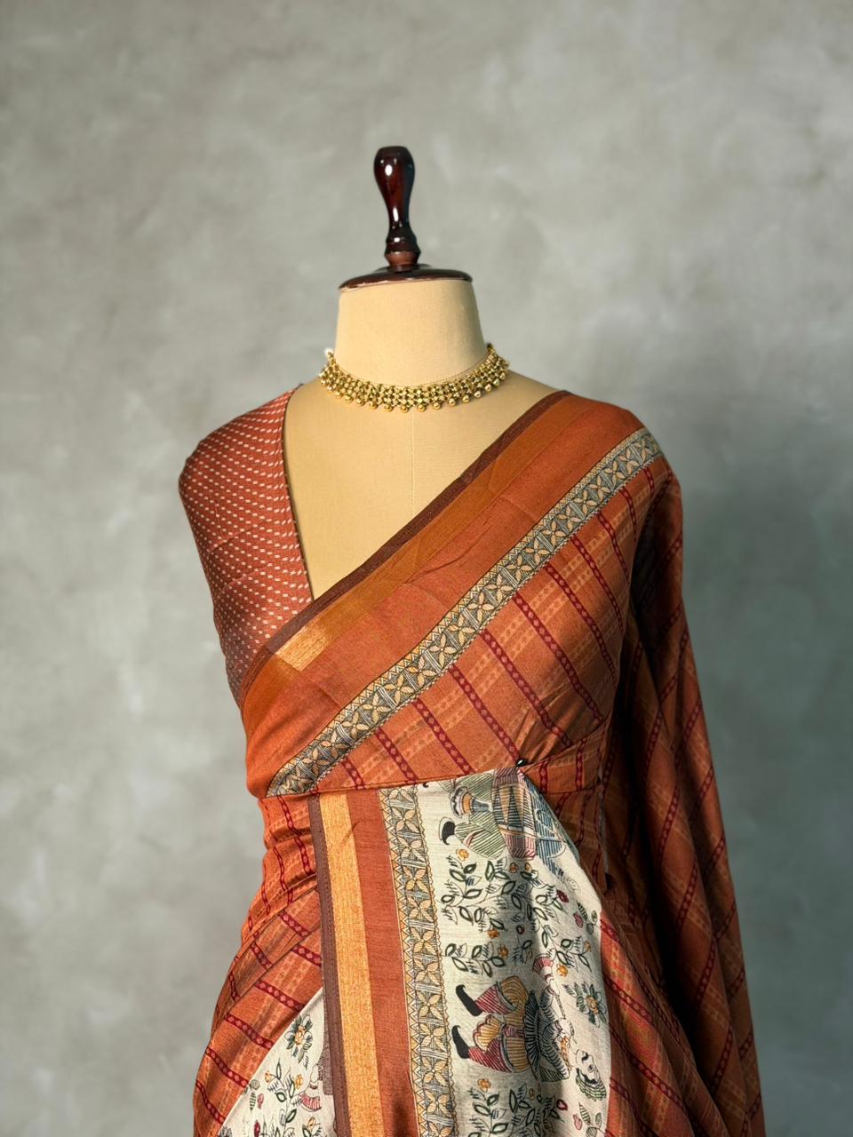 Brown silk cotton saree -PBR20D