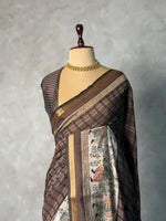 Brown silk cotton saree -PBR20E