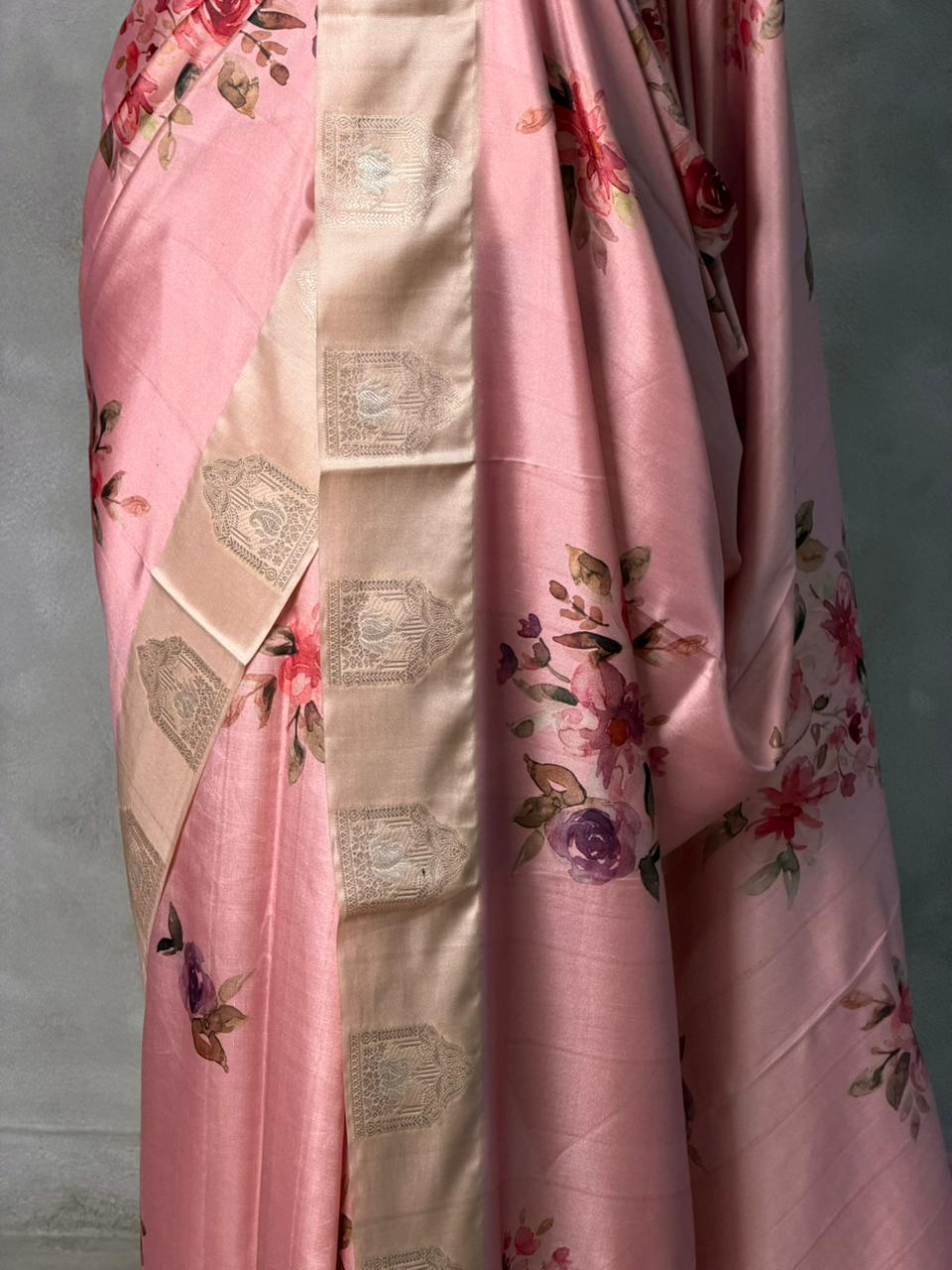 Pink semi tusser silk saree -PBR21