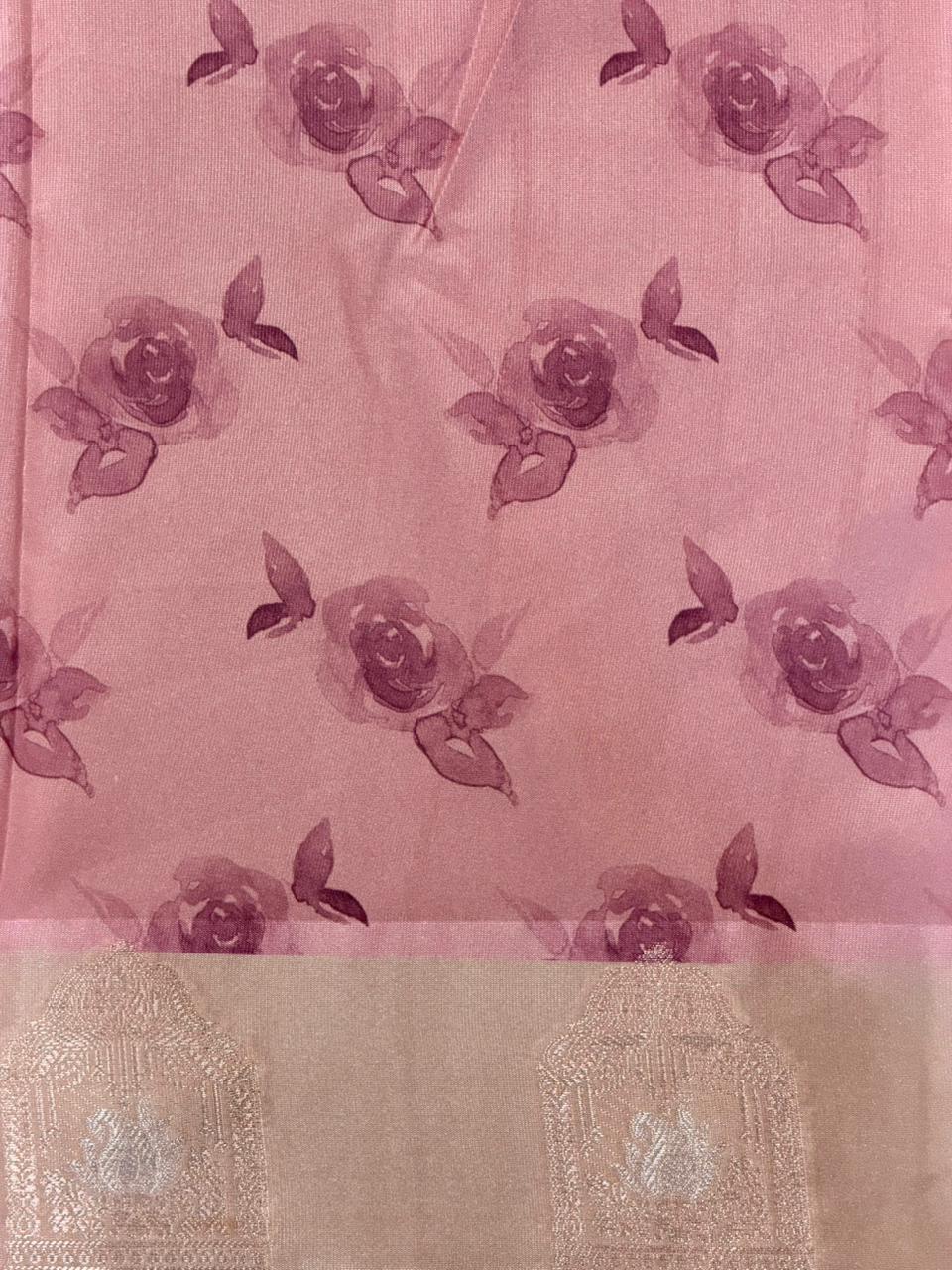 Pink semi tusser silk saree -PBR21