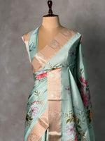 Pastal Blue semi tusser silk saree -PBR21B