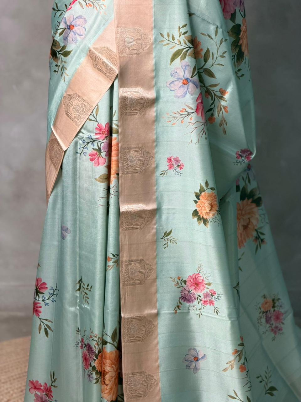 Pastal Blue semi tusser silk saree -PBR21B