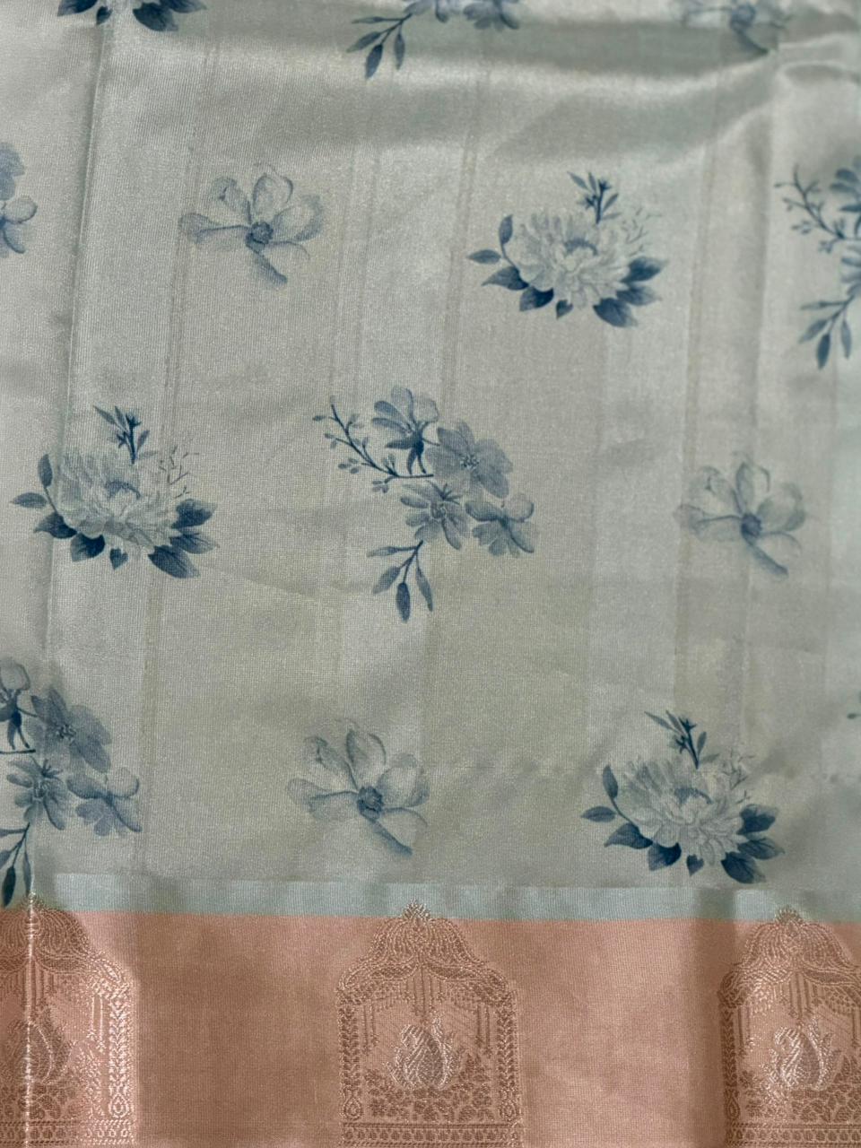 Pastal Blue semi tusser silk saree -PBR21B