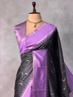 Black and Lavender silk saree - PBR22B