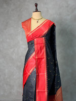 Black and Red silk saree - PBR22E