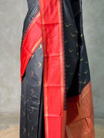 Black and Red silk saree - PBR22E