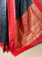 Black and Red silk saree - PBR22E