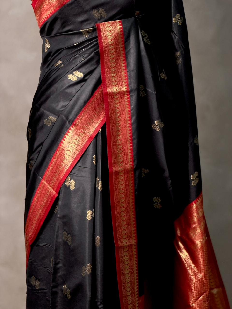 Black and Maroon silk saree - PBR23E
