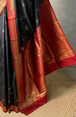 Black and Maroon silk saree - PBR23E