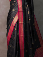 Black and Rani Pink silk saree - PBR23B