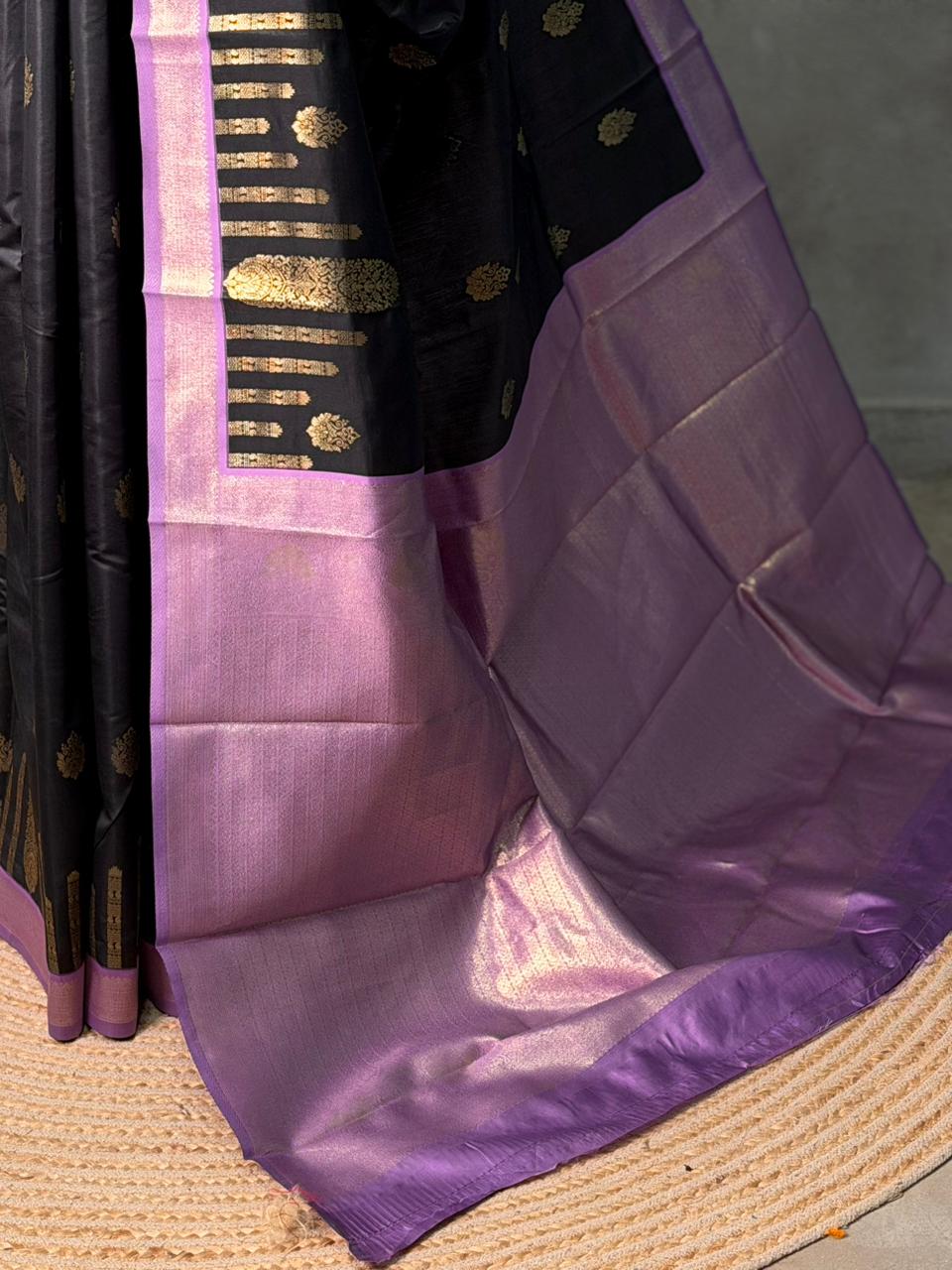 Black and Lavender silk saree - PBR24D