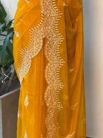 Yellow organza saree- PBR25A