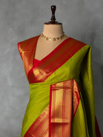 Parrot Green and Red Pink kanchipuram silk saree- PSSR333