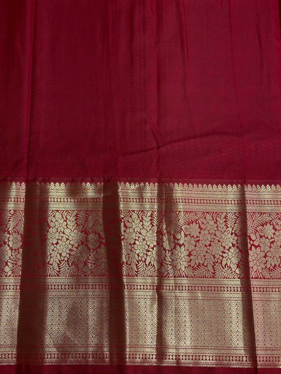 Sandal and maroon red Tissue Kanchipuram saree- PBRIDE44F