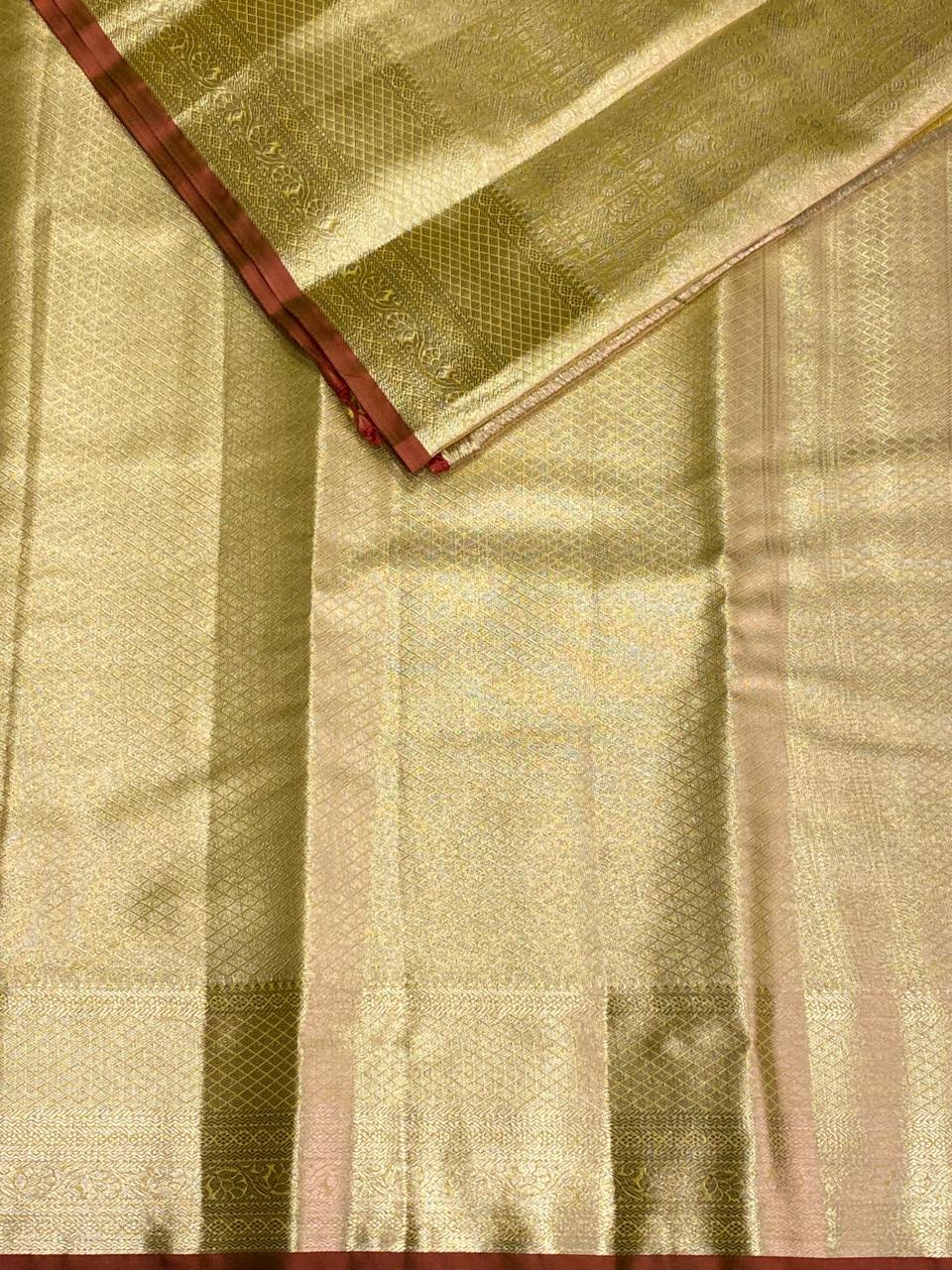 Greenish Gold Tissue Kanchipuram saree- PBRIDE44G