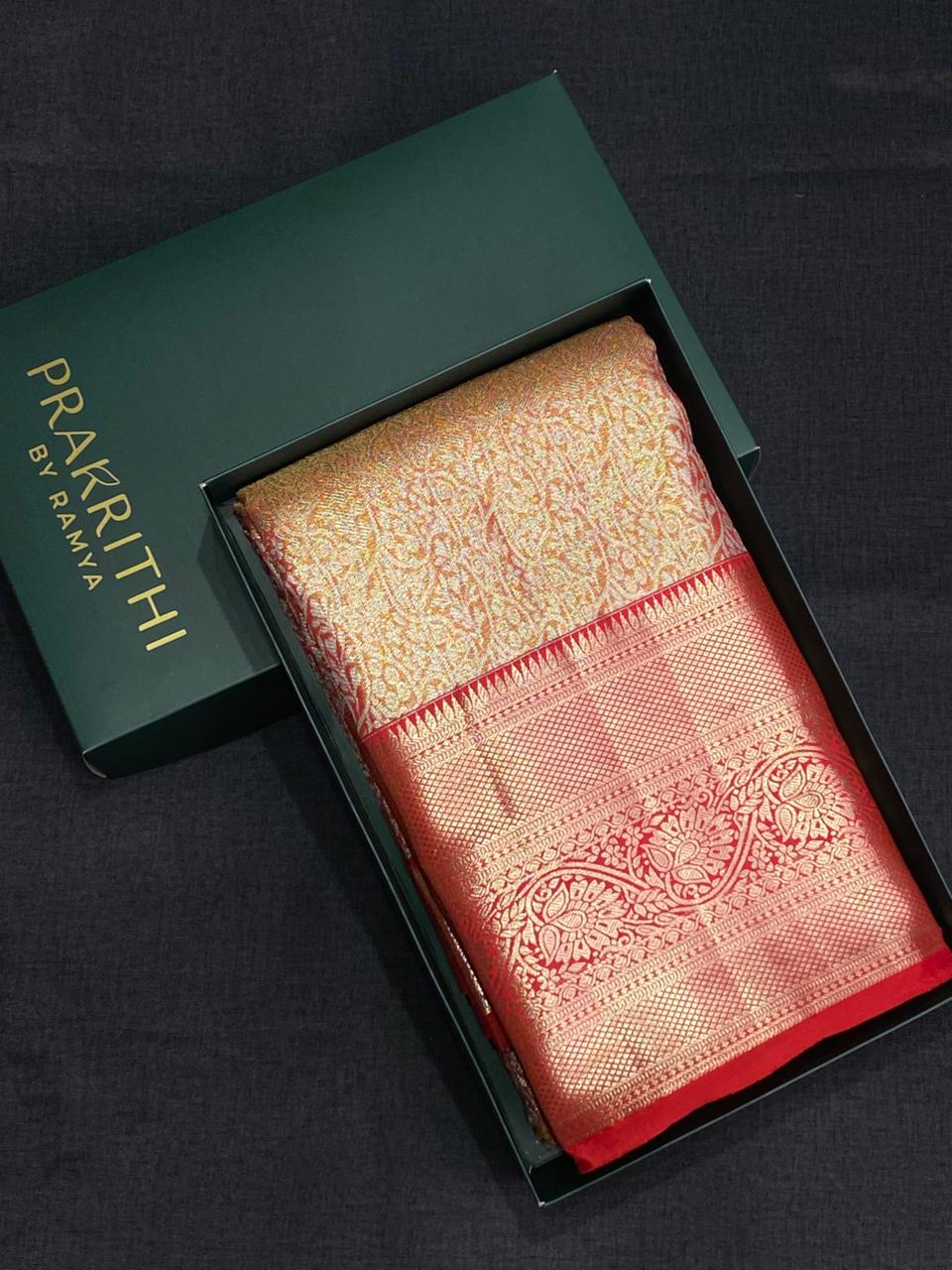 Red Tissue Kanchipuram saree- PBRIDE47C