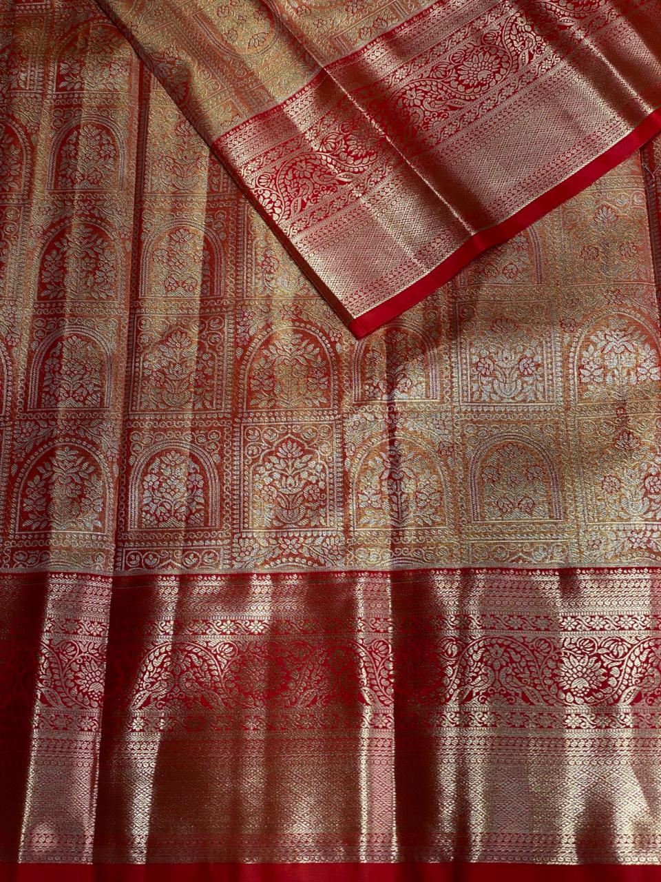 Red Tissue Kanchipuram saree- PBRIDE47E