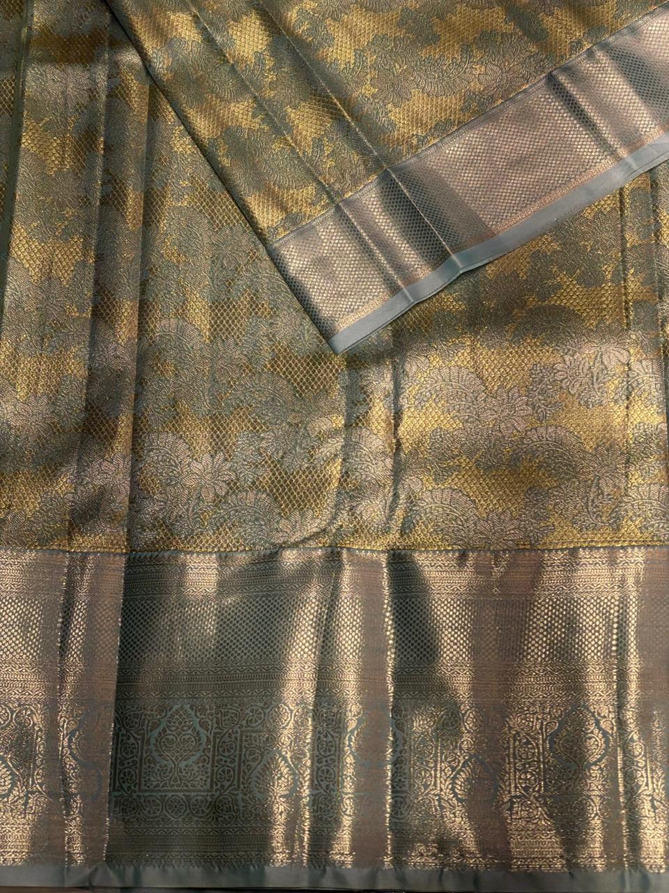 Pastal blue Tissue Kanchipuram saree- PBRIDE44I