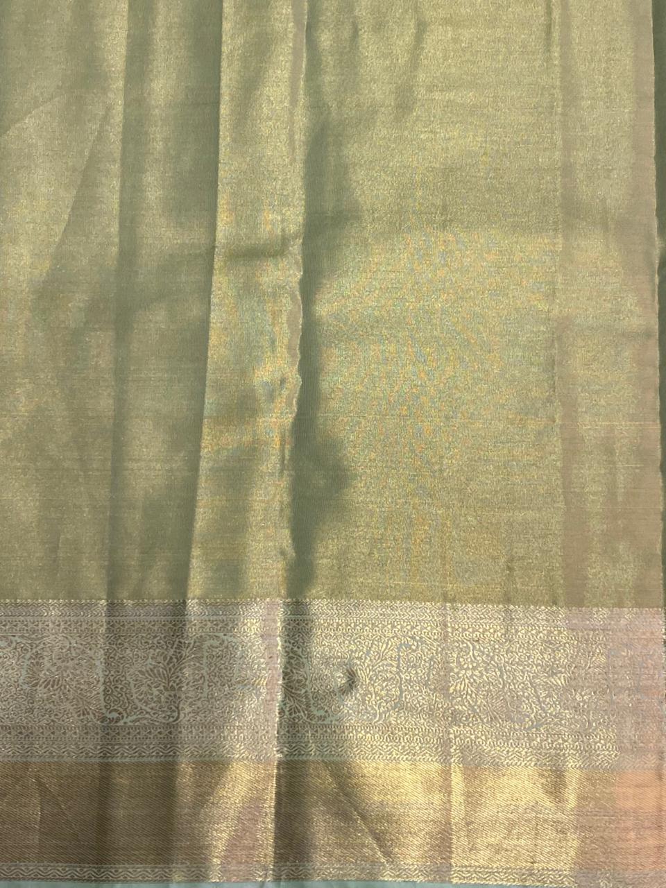 Pastal GreenTissue Kanchipuram saree- PBRIDE44J