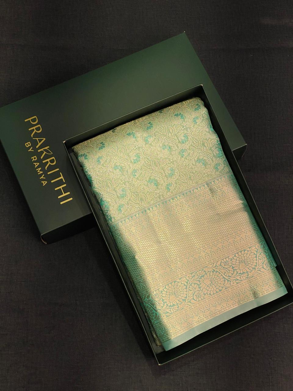 Blue Tissue Kanchipuram saree- PBRIDE44J