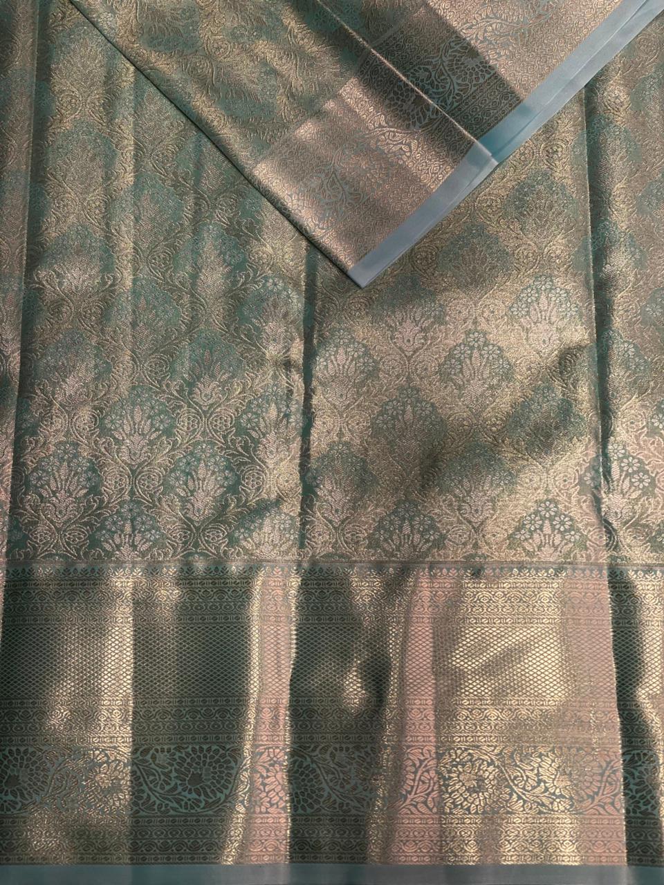 Pastal blue Tissue Kanchipuram saree- PBRIDE44M