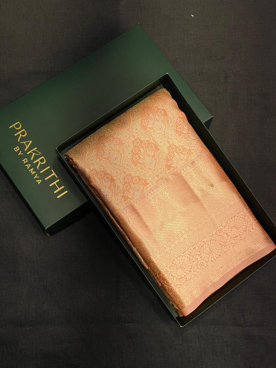 Peach Tissue Kanchipuram saree- PBRIDE44Q