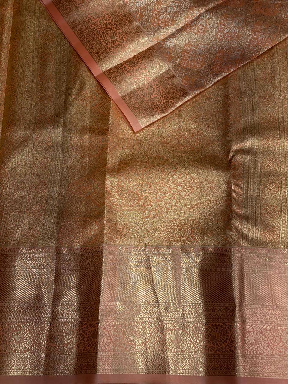 Peach Tissue Kanchipuram saree- PBRIDE44Q