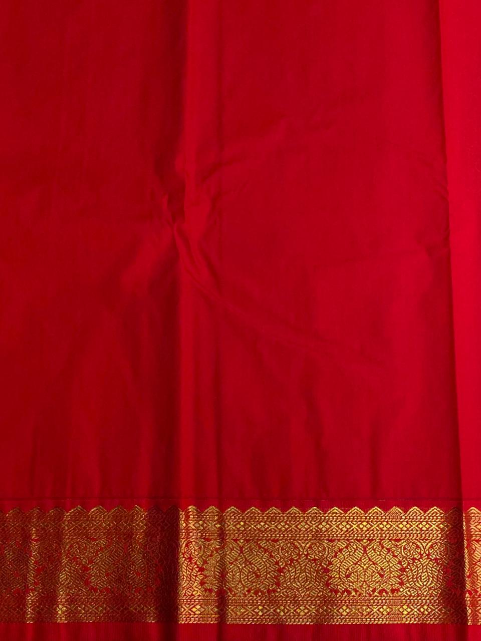 Parrot Green and Red Pink kanchipuram silk saree- PSSR334
