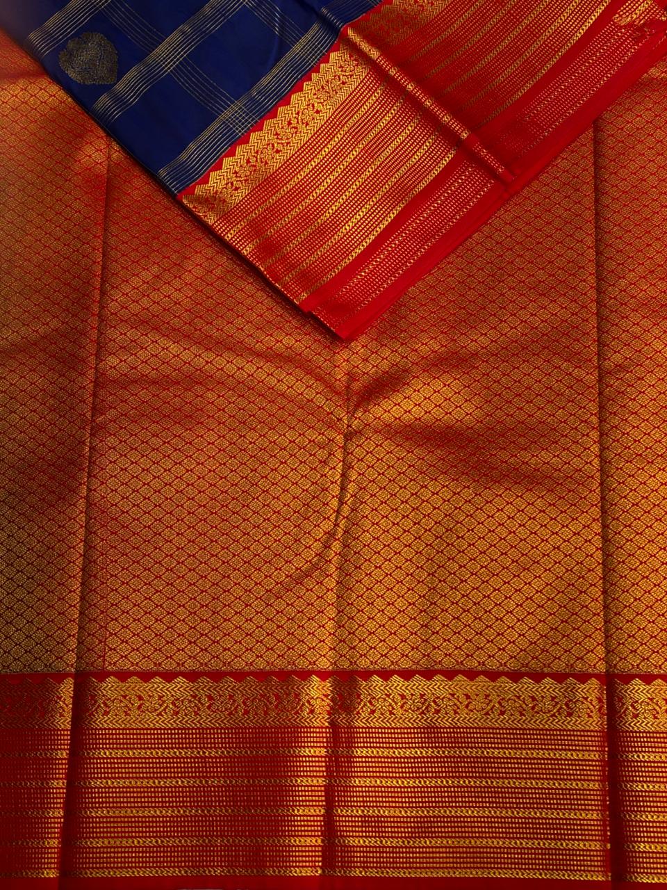 Navy blue and Red Pink kanchipuram silk saree- PSSR335