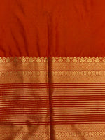 Sandal and orange crepe silk saree- GAL11