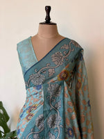 Blue mul chanderi saree- PBR26