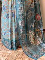 Blue mul chanderi saree- PBR26