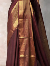 Deep Brown Crepe silk saree- GAL11F