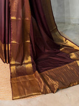 Deep Brown Crepe silk saree- GAL11F