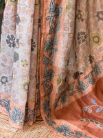 Peach mul chanderi saree- PBR26A
