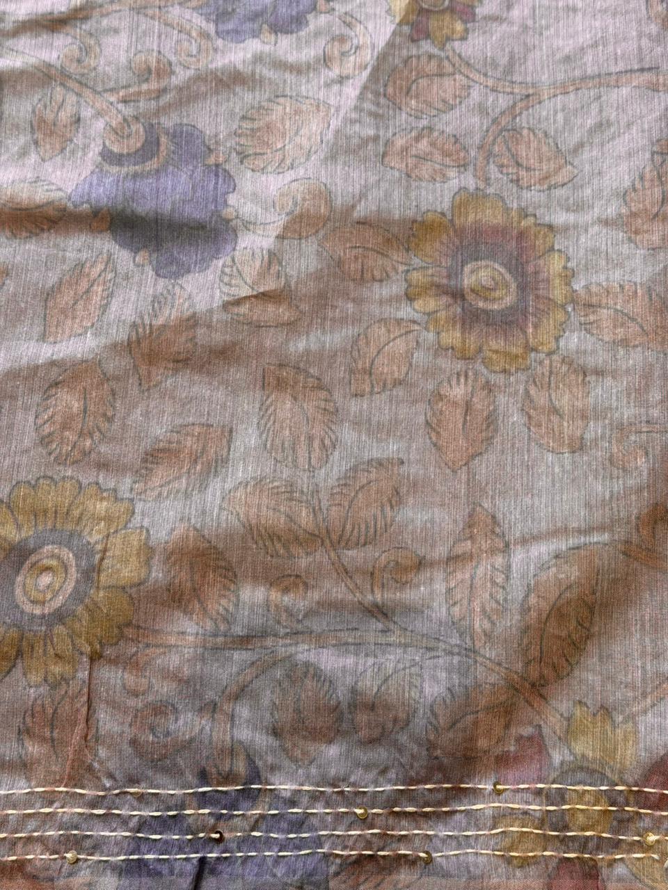 Pink mul chanderi saree- PBR26B