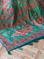 Green mul chanderi saree- PBR26C