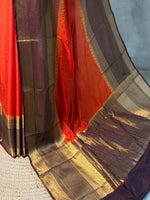 Orange and Brown crepe silk saree- GAL11C