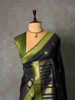 Black and Green silk saree - PBR24A