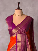 Orange and Magenta Crepe silk saree- GAL11A