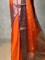 Rust Orange and Purple silk saree -BSP29