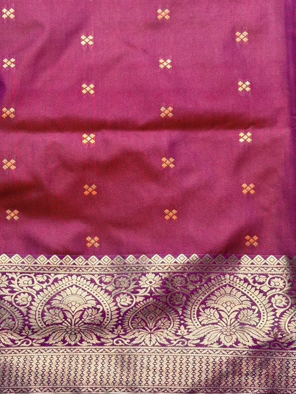 Rust Orange and Purple silk saree -BSP29
