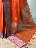 Rust Orange and Purple silk saree -BSP29