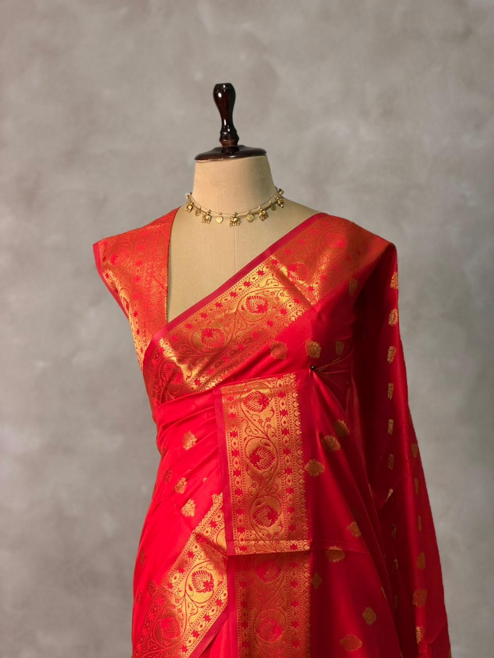 Red banarasi silk saree- GAL12B
