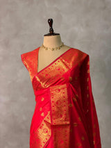 Red banarasi silk saree- GAL12B
